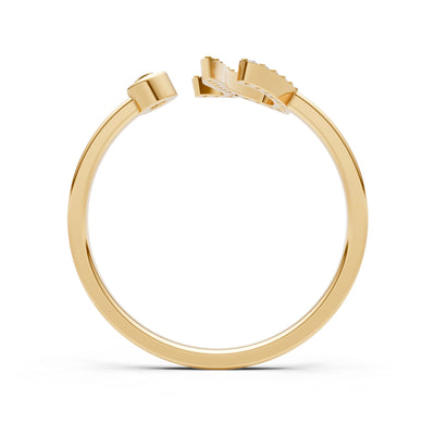 Citrine Dainty Initial Letter Birthstone Open Ring – U