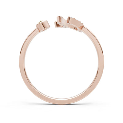 Citrine Dainty Initial Letter Birthstone Open Ring – U
