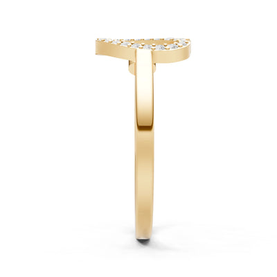 Dainty Initial Letter Birthstone Open Ring – U