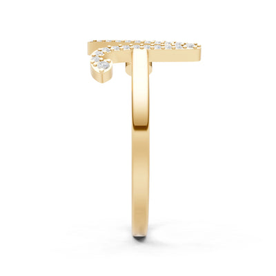 Dainty Initial Letter Birthstone Open Ring – V