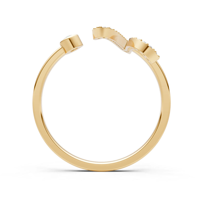 Dainty Initial Letter Birthstone Open Ring – V