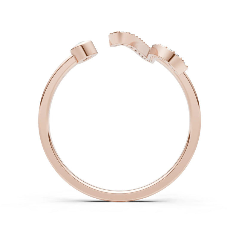 Dainty Initial Letter Birthstone Open Ring – V