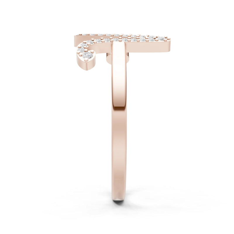 Dainty Initial Letter Birthstone Open Ring – V