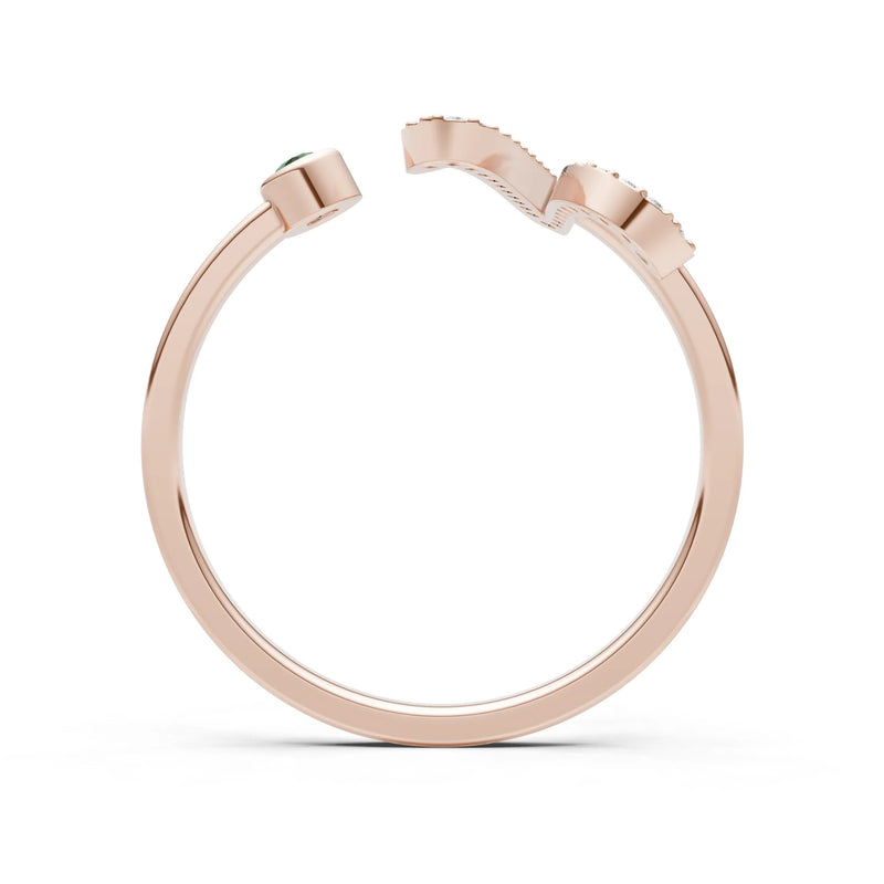 Dainty Initial Letter Birthstone Open Ring – V