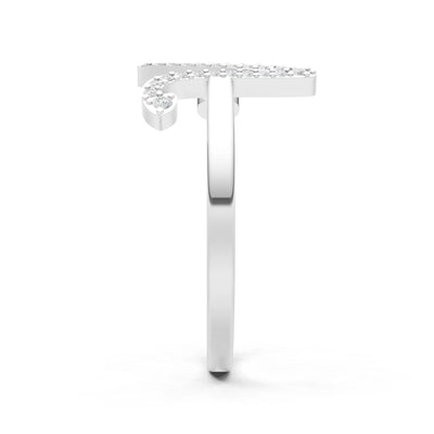 Dainty Initial Letter Birthstone Open Ring – V