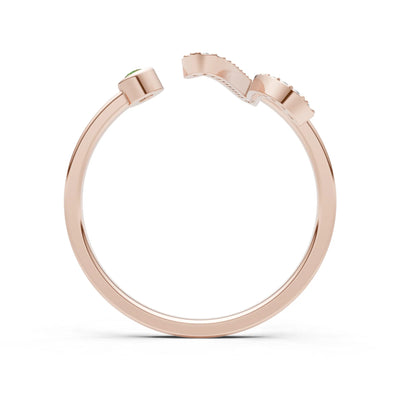 Dainty Initial Letter Birthstone Open Ring – V