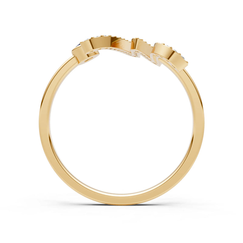 Dainty Initial Letter Birthstone Open Ring – W