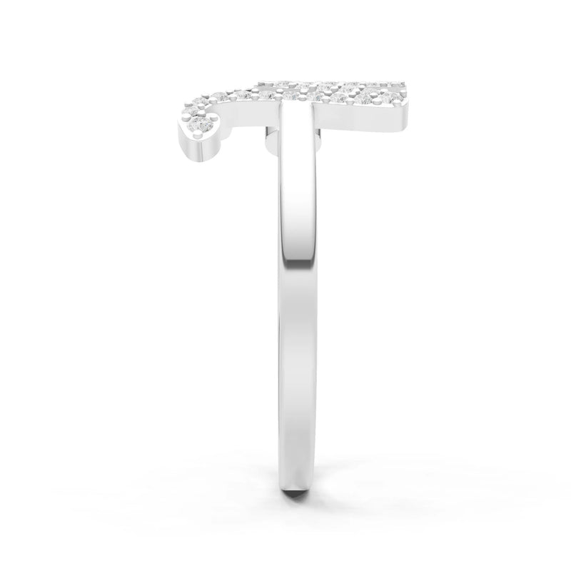 Dainty Initial Letter Birthstone Open Ring – W