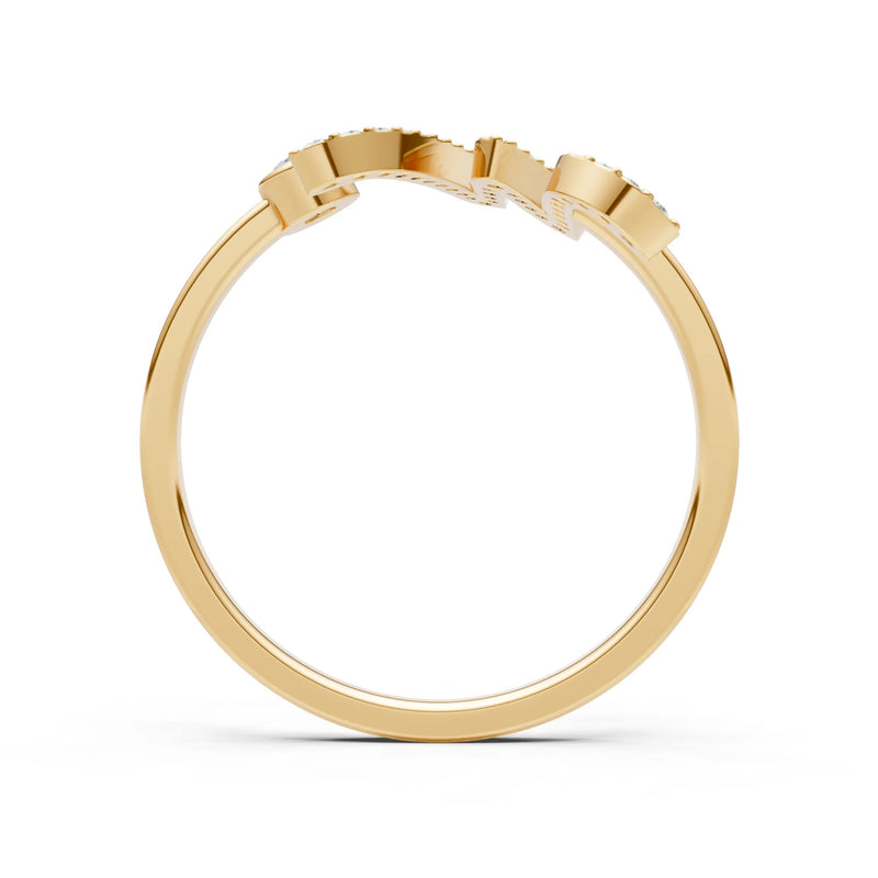 Dainty Initial Letter Birthstone Open Ring – W
