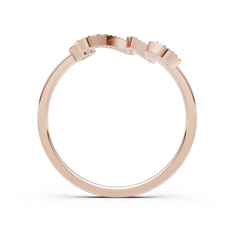 Dainty Initial Letter Birthstone Open Ring – W