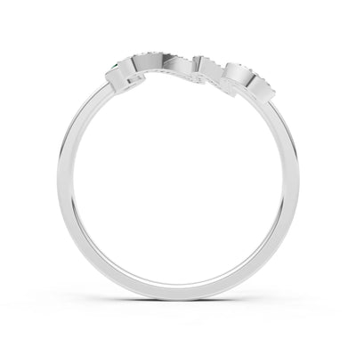 Dainty Initial Letter Birthstone Open Ring – W