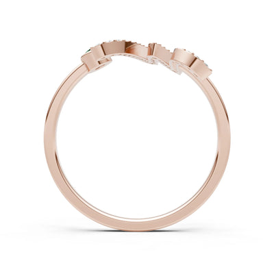 Dainty Initial Letter Birthstone Open Ring – W