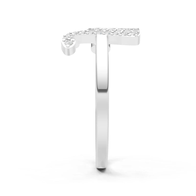Dainty Initial Letter Birthstone Open Ring – W