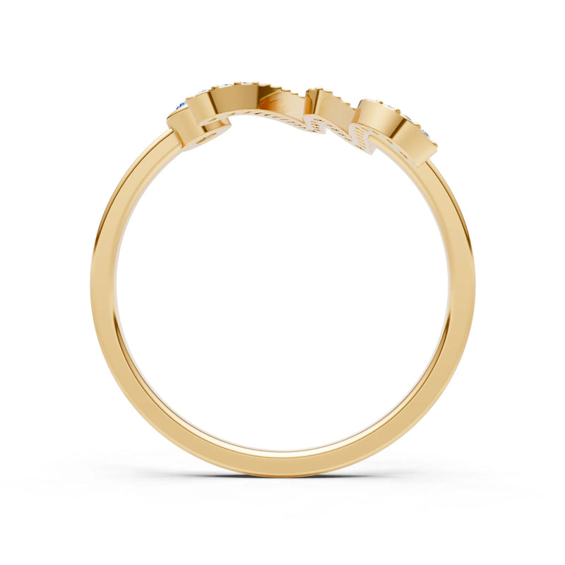 Dainty Initial Letter Birthstone Open Ring – W