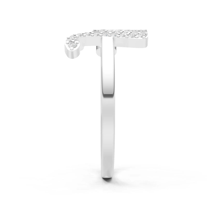 Dainty Initial Letter Birthstone Open Ring – W