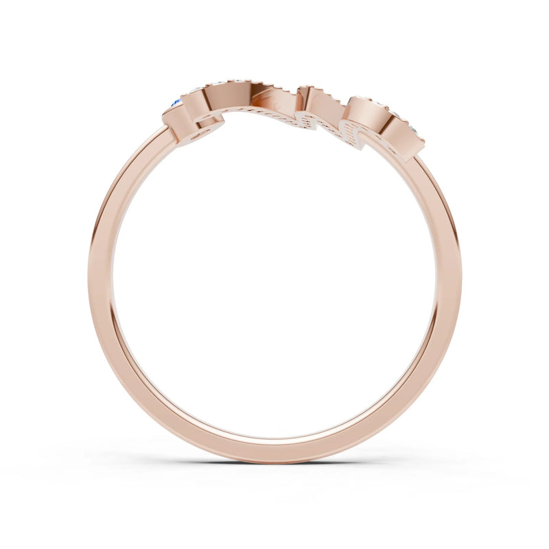 Dainty Initial Letter Birthstone Open Ring – W