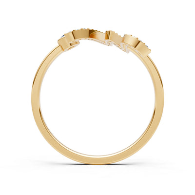 Dainty Initial Letter Birthstone Open Ring – W