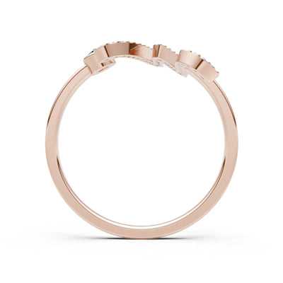 Dainty Initial Letter Birthstone Open Ring – W