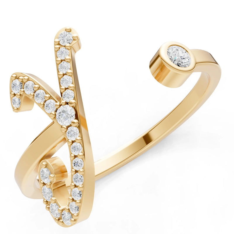 Dainty Initial Letter Birthstone Open Ring – Y