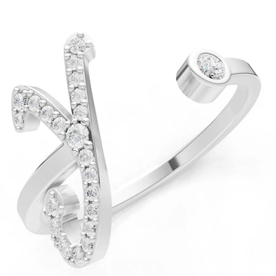 Dainty Initial Letter Birthstone Open Ring – Y