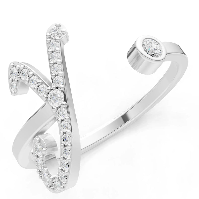 Dainty Initial Letter Birthstone Open Ring – Y