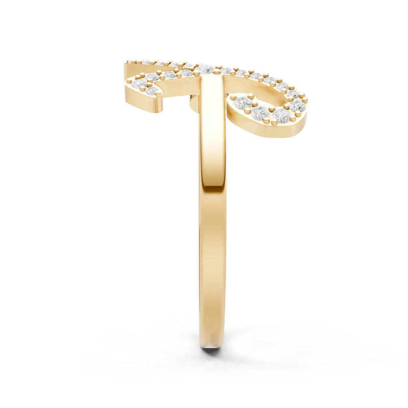 Dainty Initial Letter Birthstone Open Ring – Y