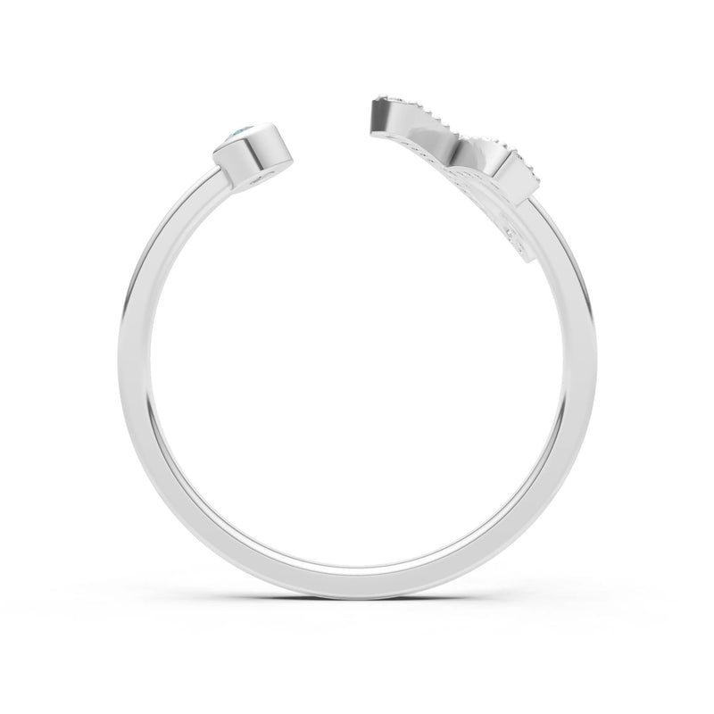 Dainty Initial Letter Birthstone Open Ring – Y