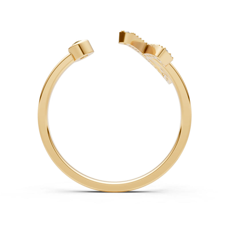 Dainty Initial Letter Birthstone Open Ring – Y