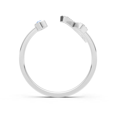 Dainty Initial Letter Birthstone Open Ring – Y