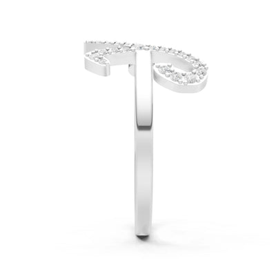 Dainty Initial Letter Birthstone Open Ring – Y