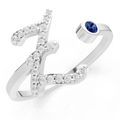 Dainty Initial Letter Birthstone Open Ring – Z