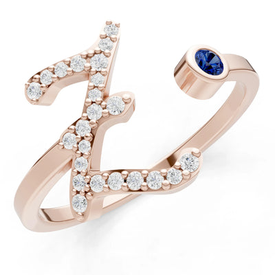 Dainty Initial Letter Birthstone Open Ring – Z