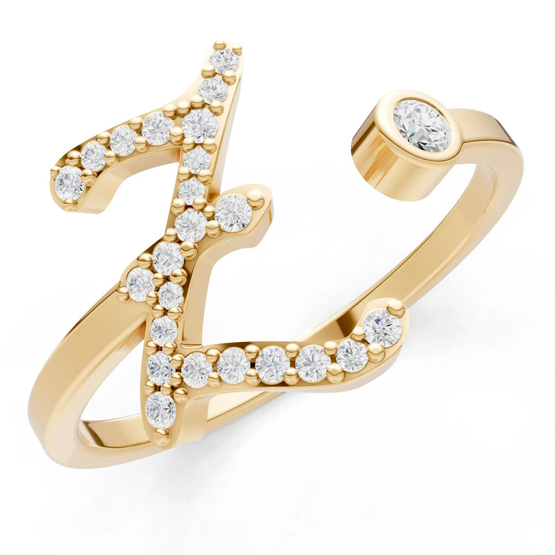 Dainty Initial Letter Birthstone Open Ring – Z