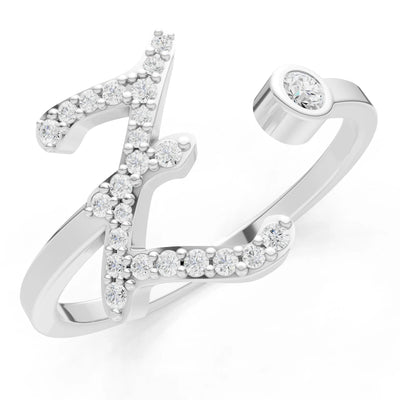 Dainty Initial Letter Birthstone Open Ring – Z