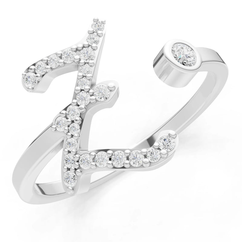 Dainty Initial Letter Birthstone Open Ring – Z