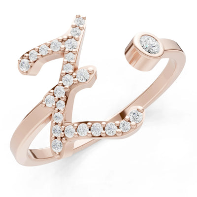 Dainty Initial Letter Birthstone Open Ring – Z