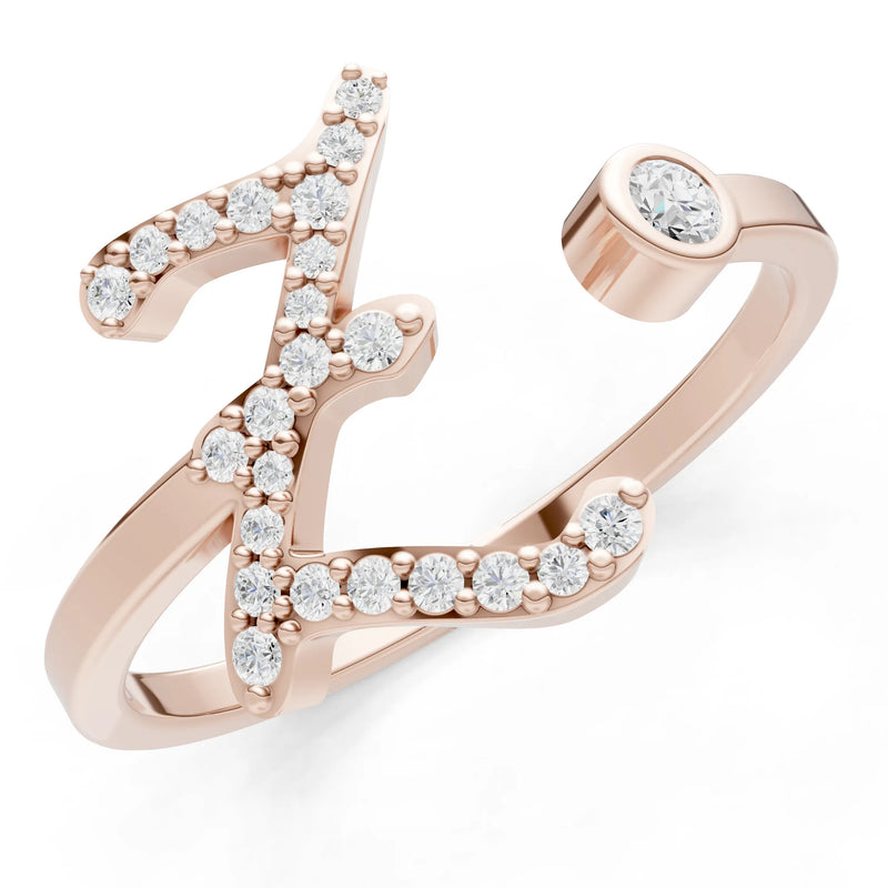 Dainty Initial Letter Birthstone Open Ring – Z