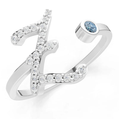 Dainty Initial Letter Birthstone Open Ring – Z