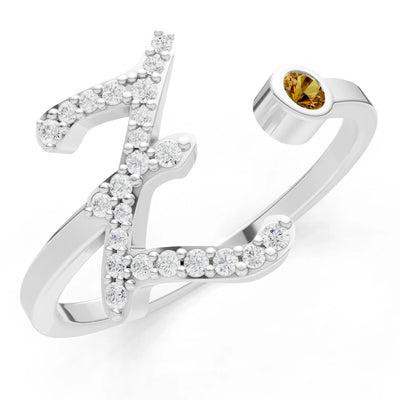 Dainty Initial Letter Birthstone Open Ring – Z