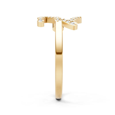 Dainty Initial Letter Birthstone Open Ring – Z
