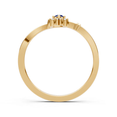 Blue Sapphire Floral Cluster Prong Ring