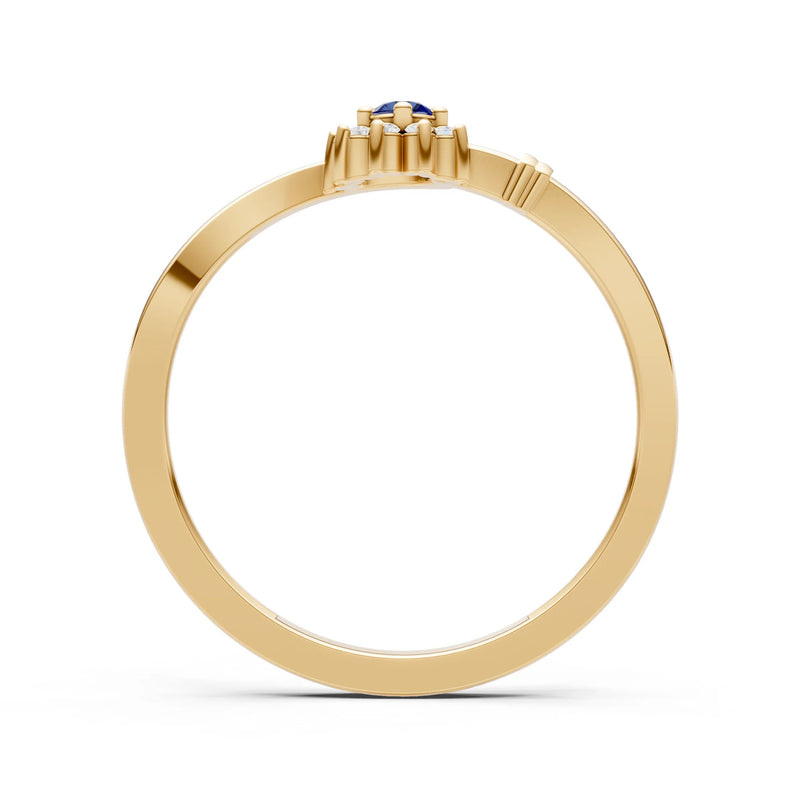 Blue Sapphire Floral Cluster Prong Ring