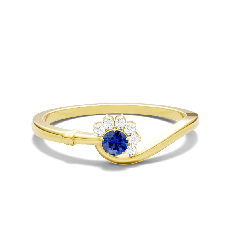 Blue Sapphire Floral Cluster Prong Ring
