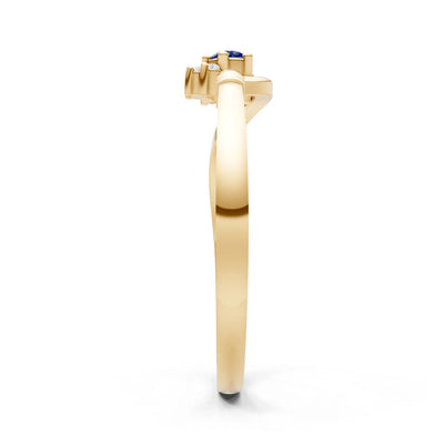 Blue Sapphire Floral Cluster Prong Ring