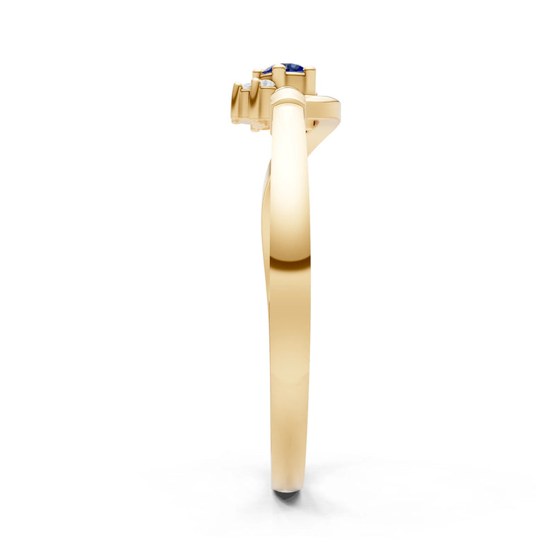 Blue Sapphire Floral Cluster Prong Ring