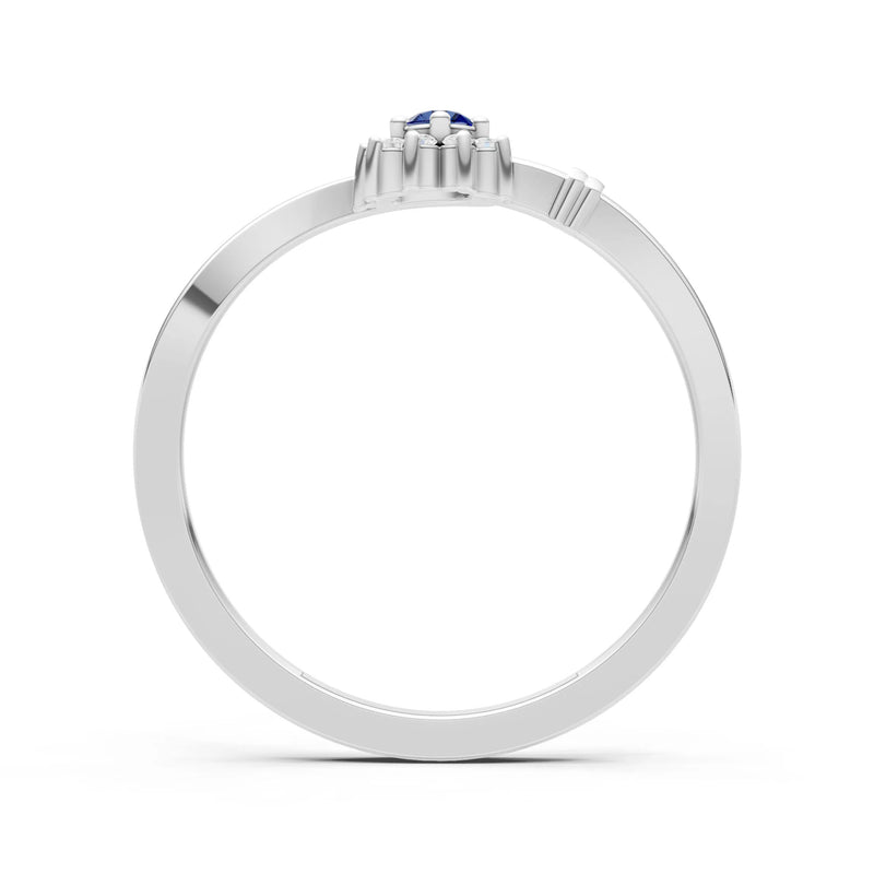 Blue Sapphire Floral Cluster Prong Ring