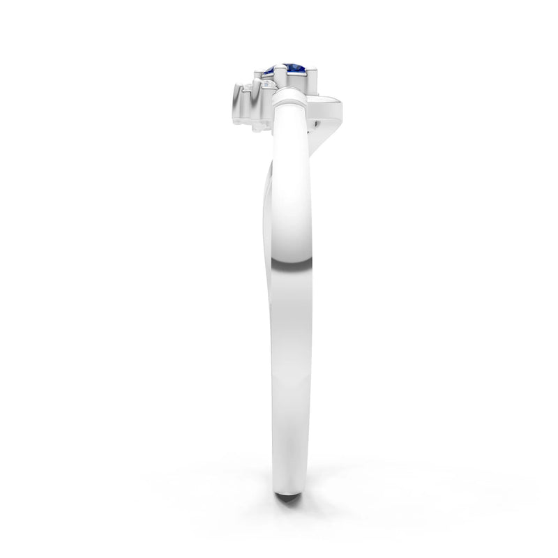 Blue Sapphire Floral Cluster Prong Ring