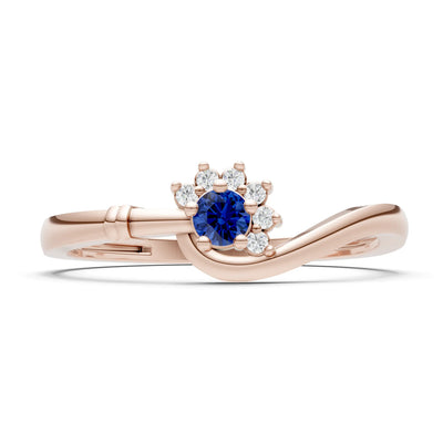 Blue Sapphire Floral Cluster Prong Ring