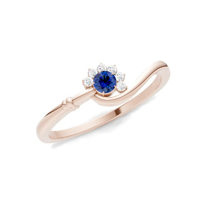 Blue Sapphire Floral Cluster Prong Ring