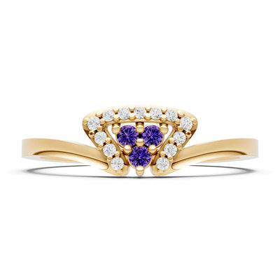 Amethyst Tri-Cluster Pavé Ring